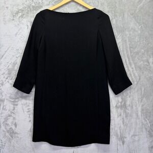 Vince Black 100% Silk 3/4 Sleeve Boat Neck Shift Dress V072650193 Size 6